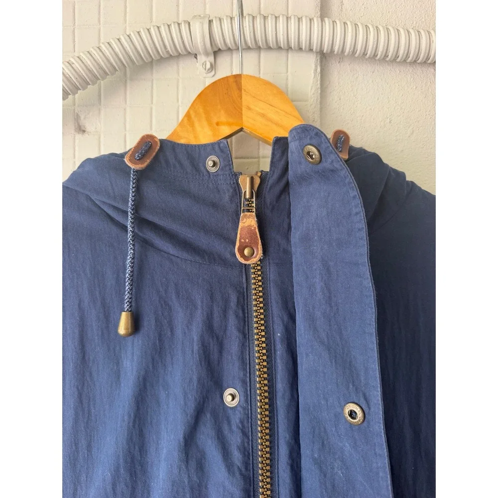 LL Bean Cotton Nylon Baxter State Parka XL Navy Blue Wool Plaid Lined Vintage